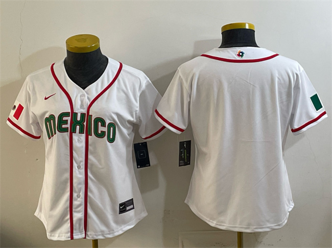 Youth Mexico Baseball Blank White 2026 World Baseball Classic Home Stadium Stitched Baseball Jersey